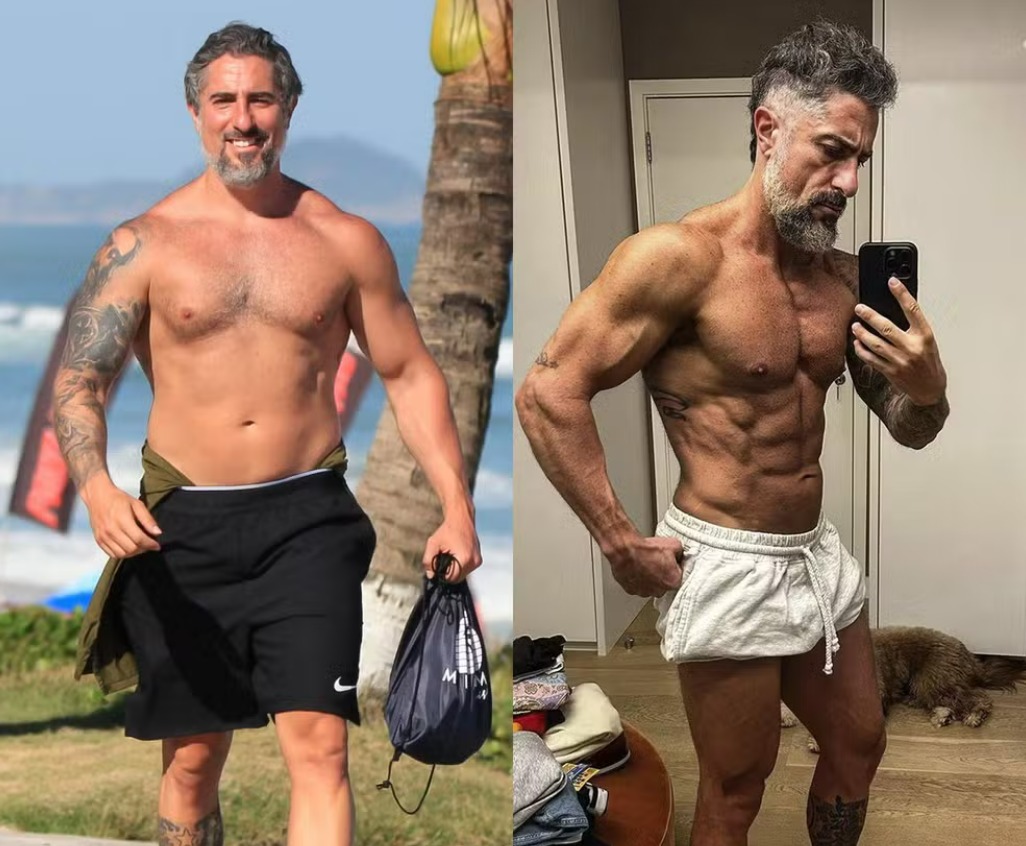 Antes e depois Marcos Mion (Reprodução/Instagram)
