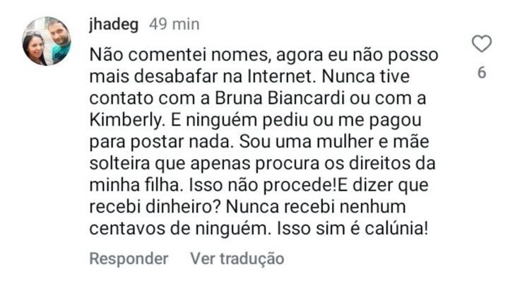 Comentário de Gabriella Gáspár no perfil do Glow News (Reprodução/Instagram)